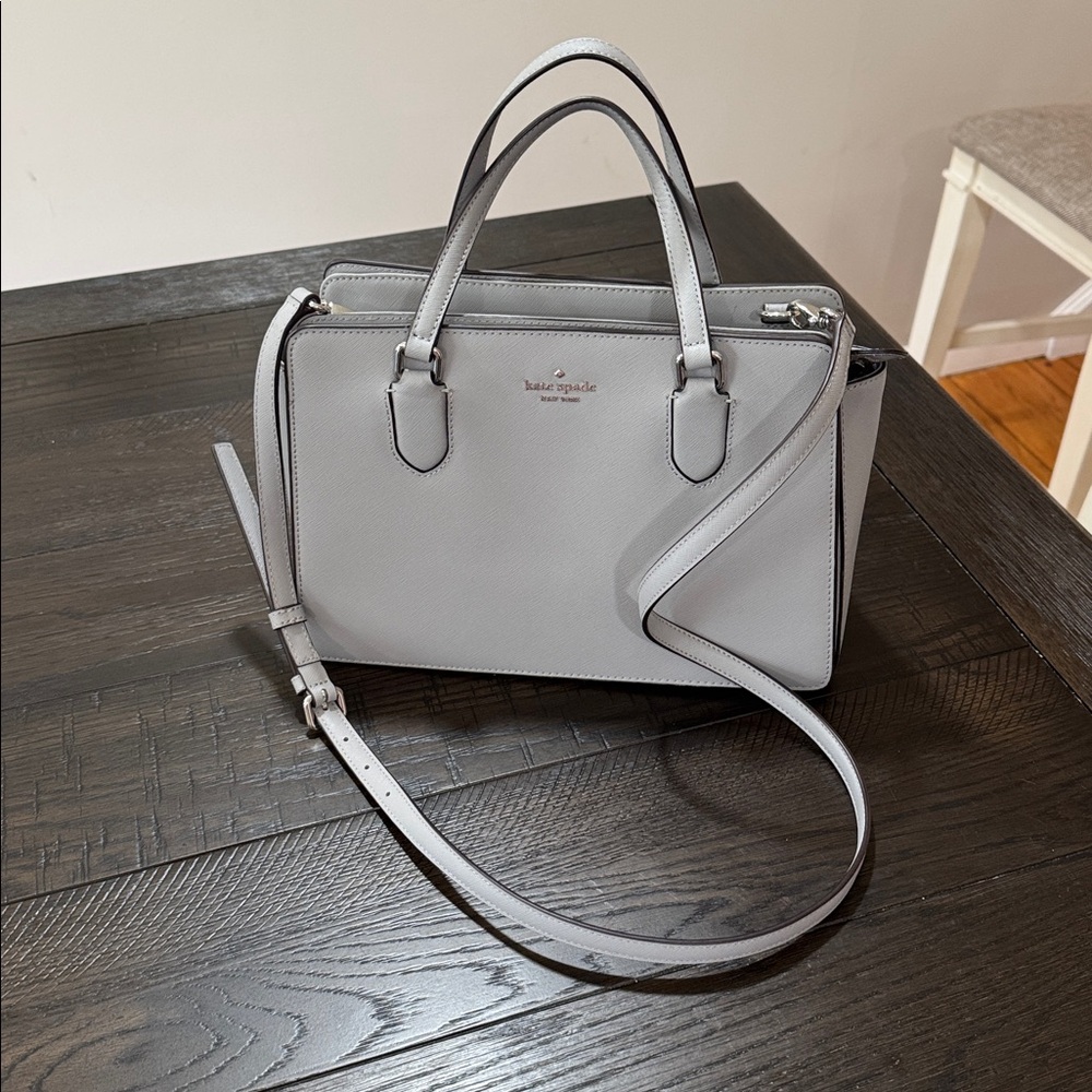 Kate Spade Laurel Way Reese - Light Grey Leather Satchel